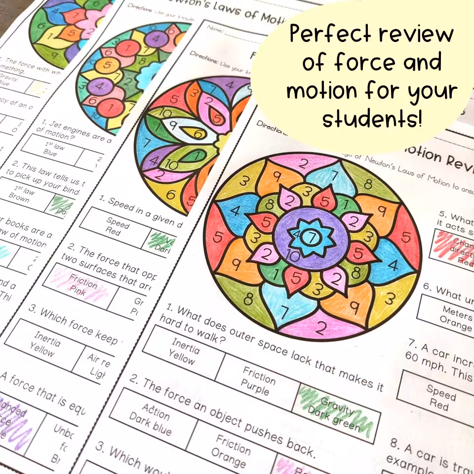 Force and Motion Unit with Newton's Laws, Speed, Velocity, and Acceleration 2 teach force and motion with review activities