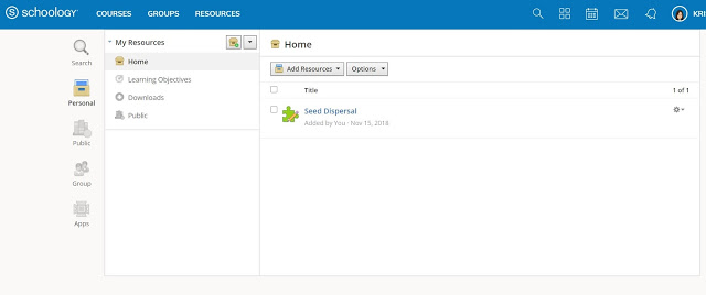 Resources tab in Schoology