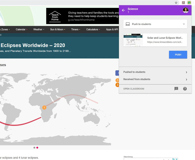 Push notification in Share to Google Classroom makes real life connections in learning grade 4 5 6 classroom.