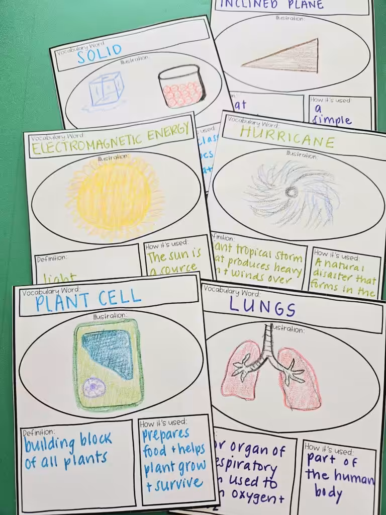 Free science vocabulary activity template for science of reading