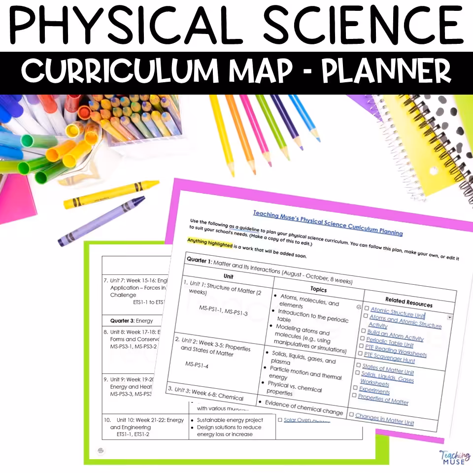 a curriculum map planner to help physical science teachers this back to school season