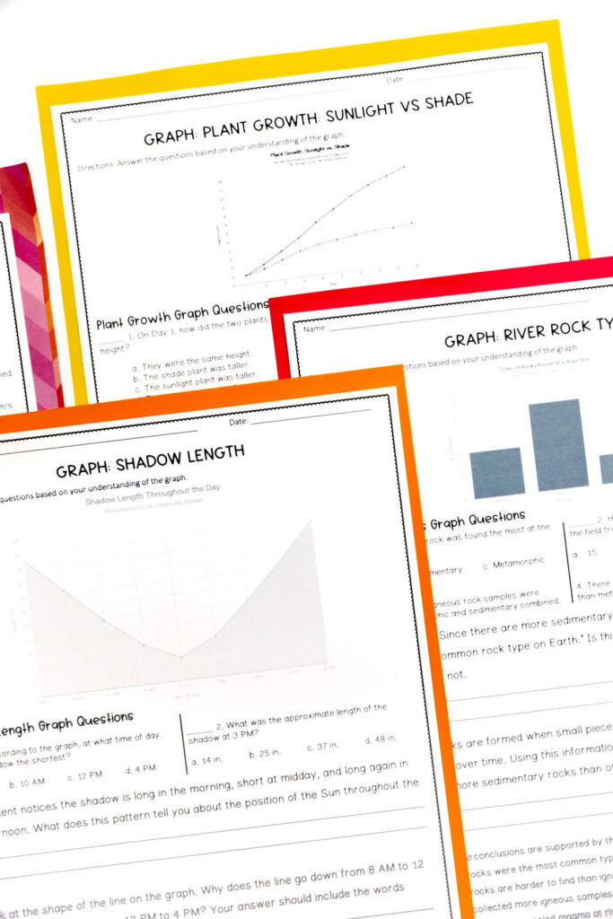 bar and line graphs to use in science class in grades 4 to 8