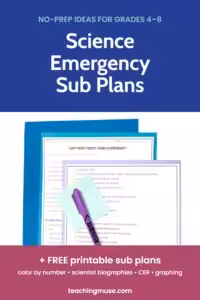 Science emergency sub plans: no-prep ideas for grades 4–8 plus free printable sub plans