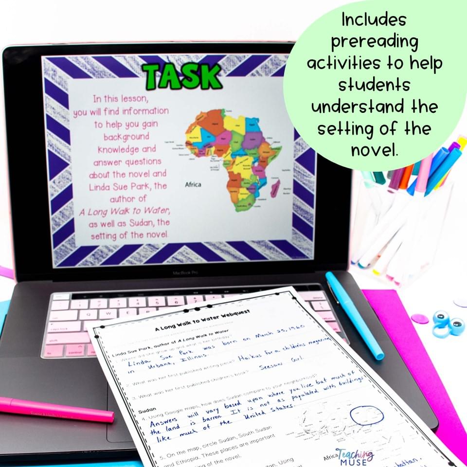 A Long Walk to Water digital prereading activity