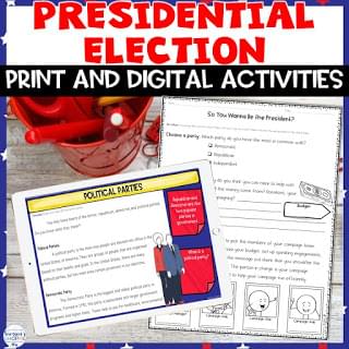 Political parties, democratic government, electoral college, for upper elementary students activities