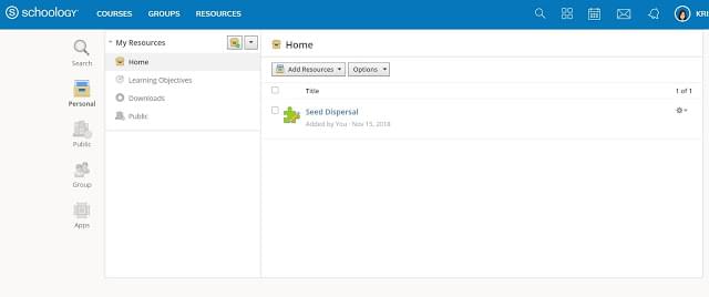 Resources tab in Schoology