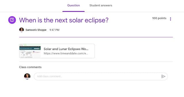Ask questions to your upper elementary students to assess learning while using Google Classroom and this app for teaching