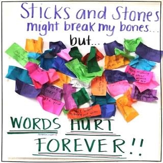SEL Activities to Build Relationships 3 Words hurt us anti bullying SEL activity to promote kindness in the classroom