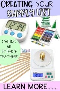 supply list for the back to school science teachers