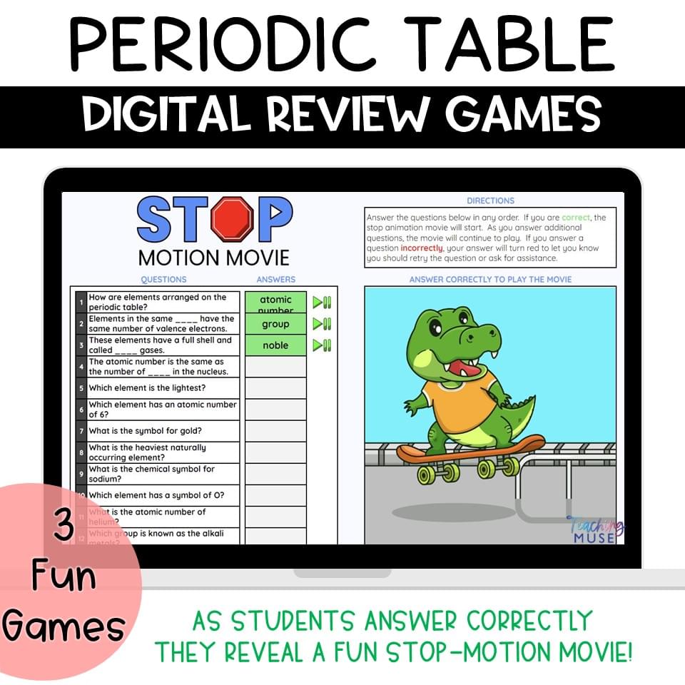 digital game to review the periodic table of elements